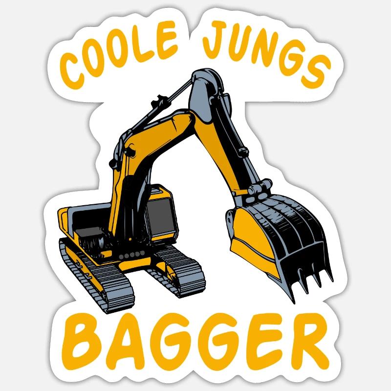 Kinder Bagger Baggerfahrer Baggerführer Baustelle Sticker Größe S (10 x 10 cm)