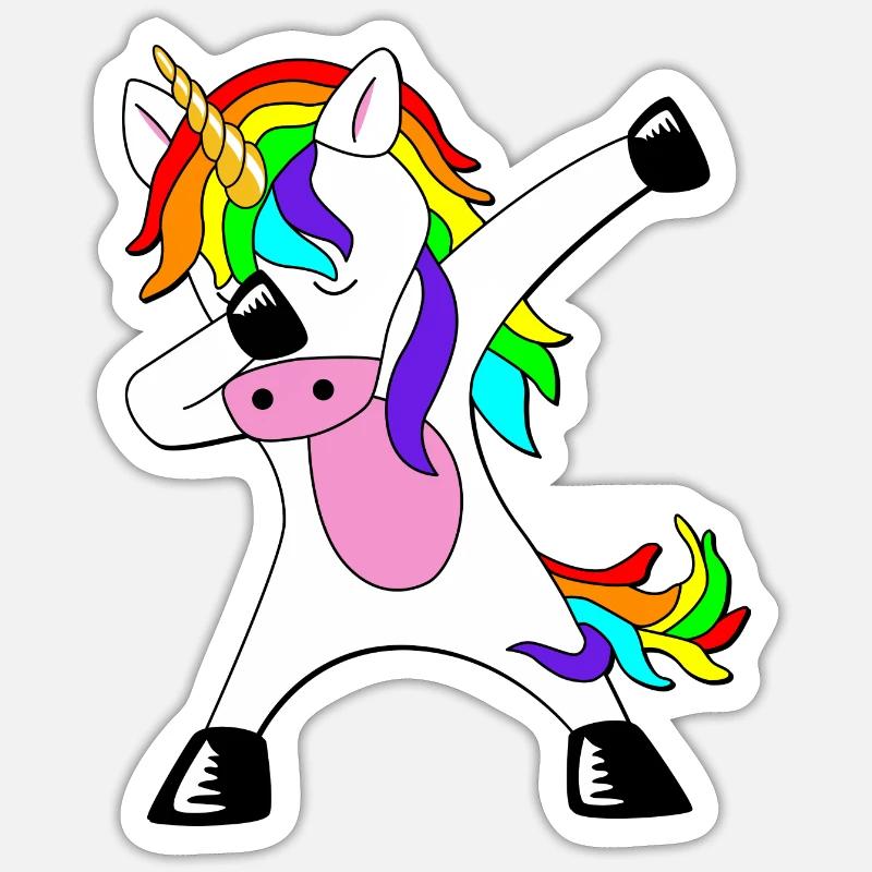 Dabbing Unicorn Geschenkidee Dab dabbendes Einhorn - Sticker størrelse S (10 x 10 cm) - mat hvid