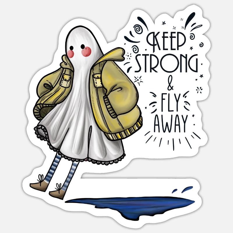 Keep Strong fly away Gespenst Sticker Größe S (10 x 10 cm)