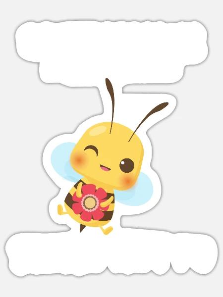 Biene Optimismus Sumsi mit Po - Sticker Größe S (10 x 10 cm) - Mattweiß