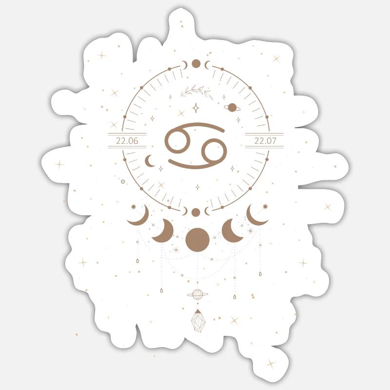 Sternzeichen Krebs mit Mondphase - Sticker Größe S (10 x 10 cm) - Mattweiß