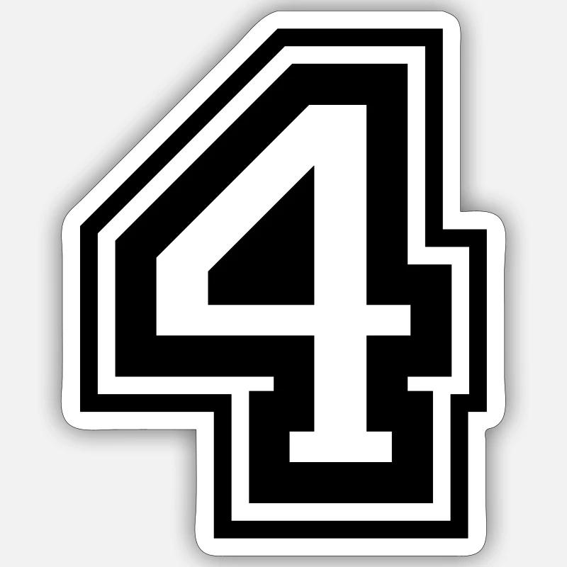 4 Numéro de numéro - Sticker taille S (10 x 10 cm) - blanc mat