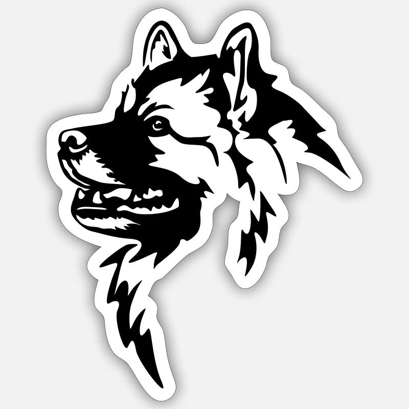Tête de Wolfsspitz - Sticker taille S (10 x 10 cm) - blanc mat