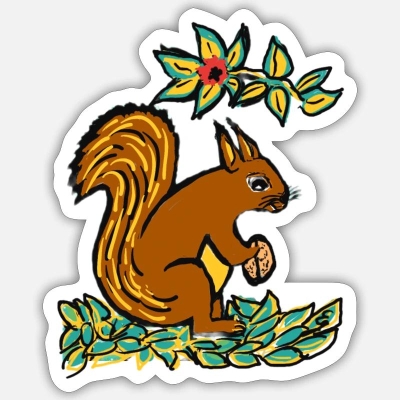 EG Eichhörnchen I Tier I Urlaub I Geschenk Sticker Größe S (10 x 10 cm)