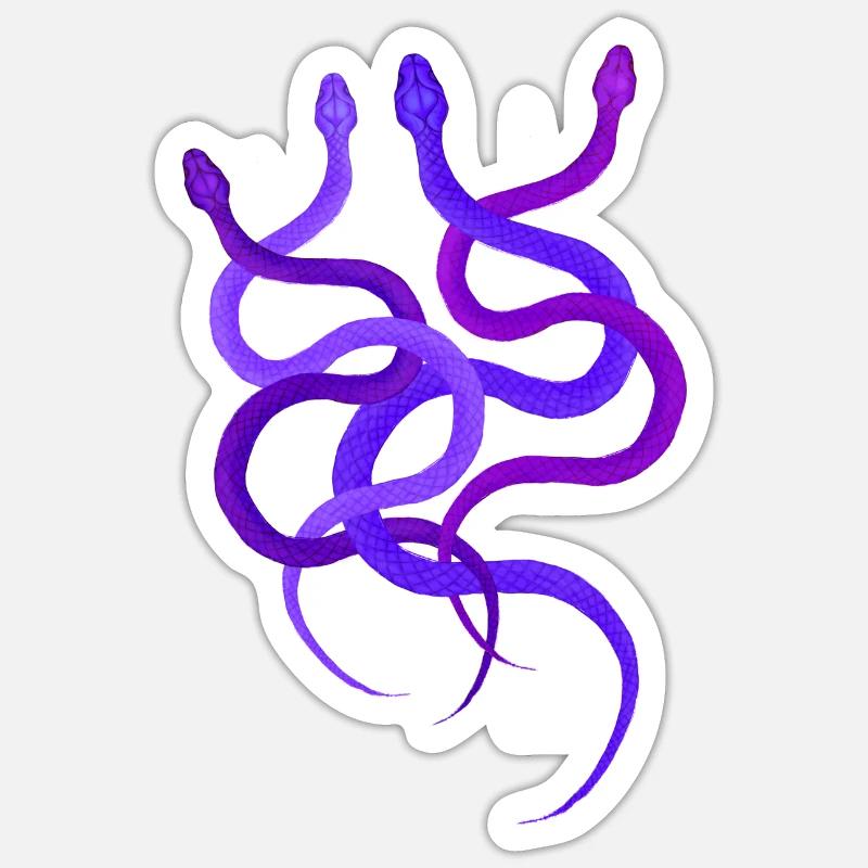Einfaches Schlangendesign, 4 wilde Pythons - Sticker Größe S (10 x 10 cm) - Mattweiß