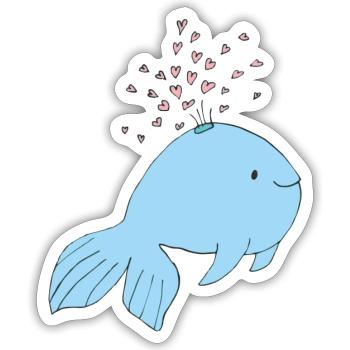 fisch mit herzen - Sticker Größe S (10 x 10 cm) - Mattweiß - Vorne