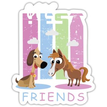 Pferd und Hund - Sticker Größe S (10 x 10 cm) - Mattweiß - Vorne