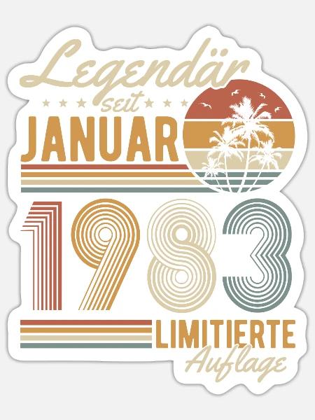 Januar 1983 Jahrgang geboren Geburtstag Retro - Sticker Größe S (10 x 10 cm) - Mattweiß