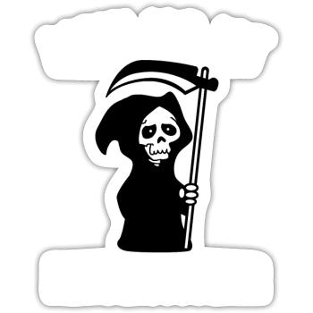 Mein Job ist krisensicher - Sensenmann Tod Lustig - Sticker Größe S (10 x 10 cm) - Mattweiß - Vorne