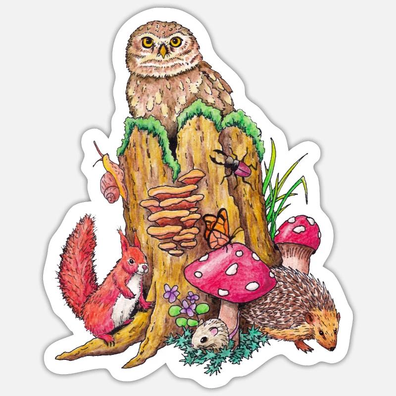 Forest animals - Sticker size S (10 x 10 cm) - white matte