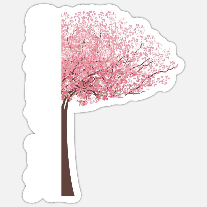 Sakura Tree Fleurs de cerisier japonais - Sticker taille S (10 x 10 cm) - blanc mat