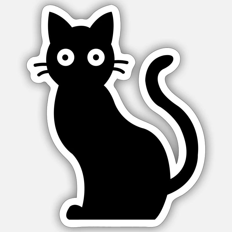 Cat Schwarzer Kater - Sticker Größe S (10 x 10 cm) - Mattweiß