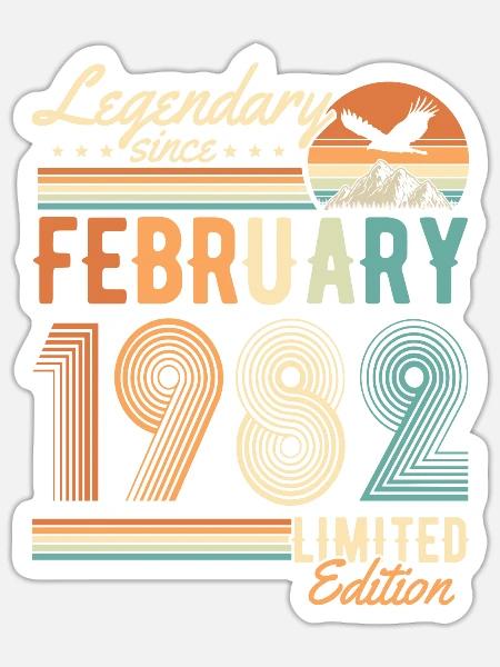 Februar 1982 Jahrgang Vintage Geburtstag Retro - Sticker Größe S (10 x 10 cm) - Mattweiß
