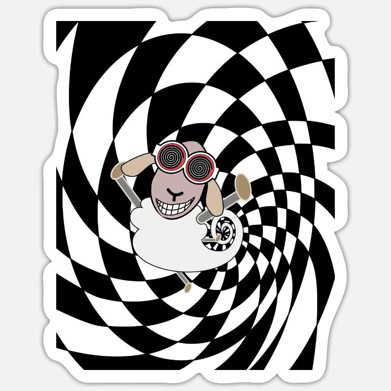 psychedelisches Schaf - Sticker Größe S (10 x 10 cm) - Mattweiß