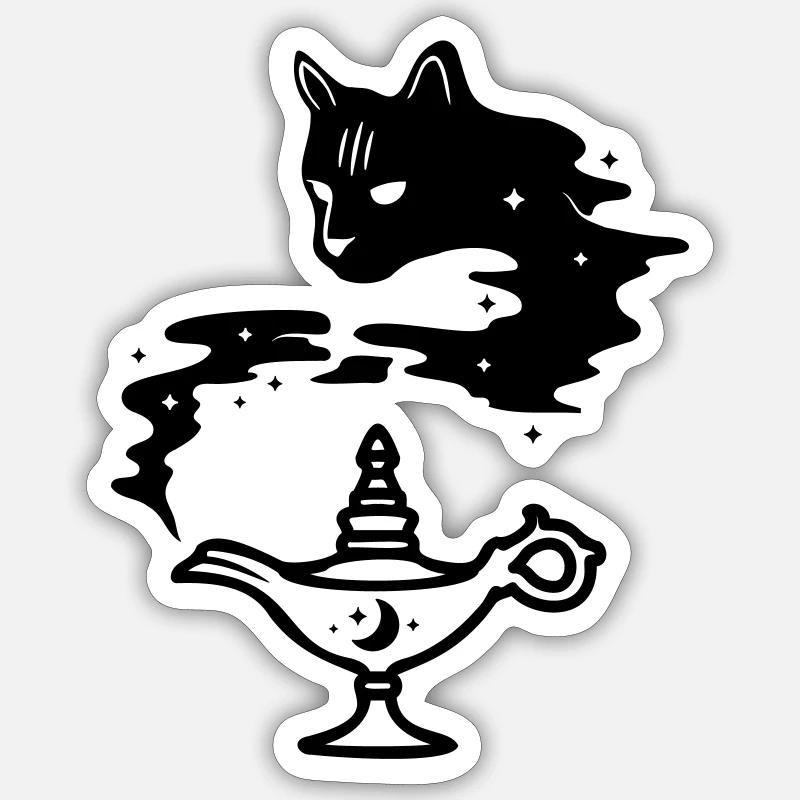 Miracle Lamp Cat - Sticker size S (10 x 10 cm) - white matte