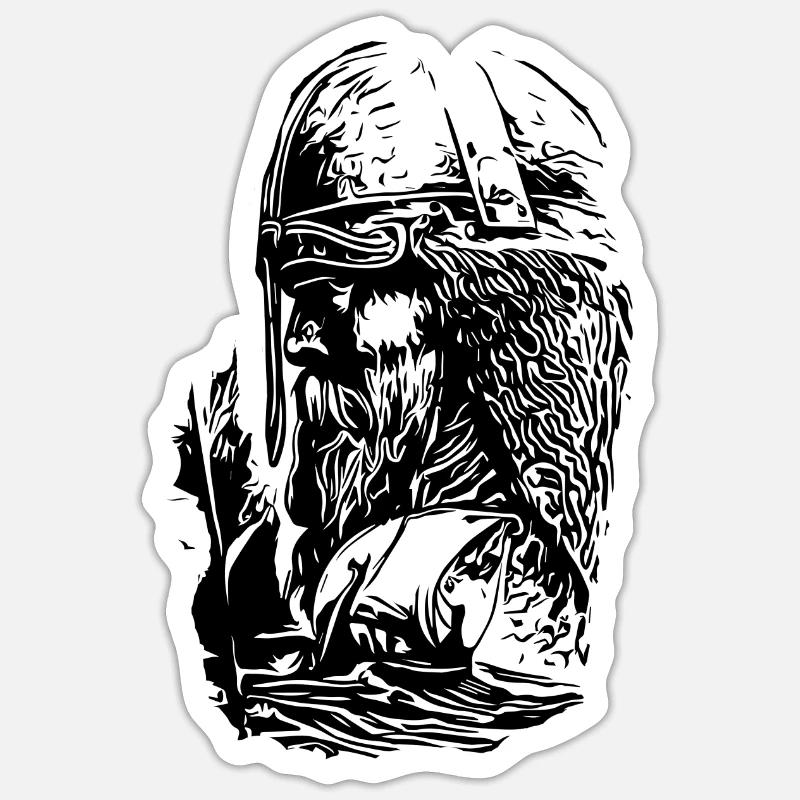 Wikinger mit Schiff Sticker Größe S (10 x 10 cm)