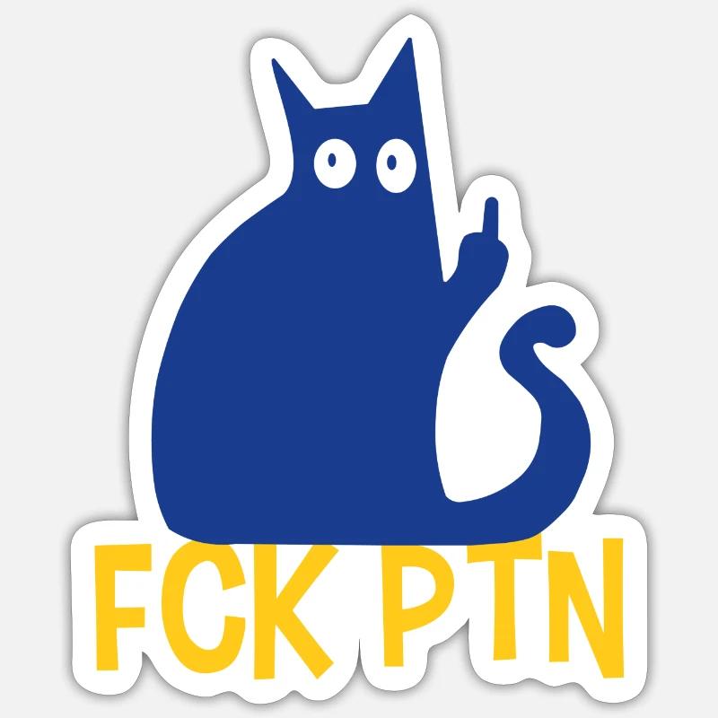 FCK PTN Ukraine Chat - Sticker taille S (10 x 10 cm) - blanc mat