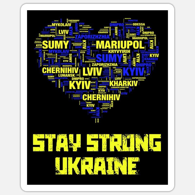 Ukraine - Sticker taille S (10 x 10 cm) - blanc mat