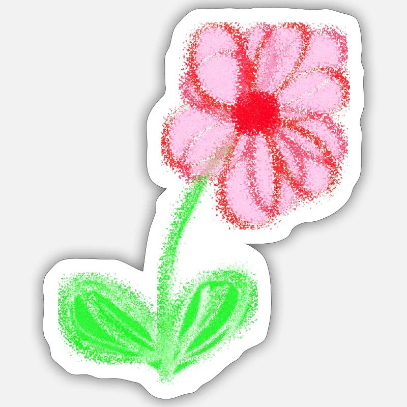 Rotes Blümchen handgemalt abstrakt Blume Pixel Sticker Größe S (10 x 10 cm)