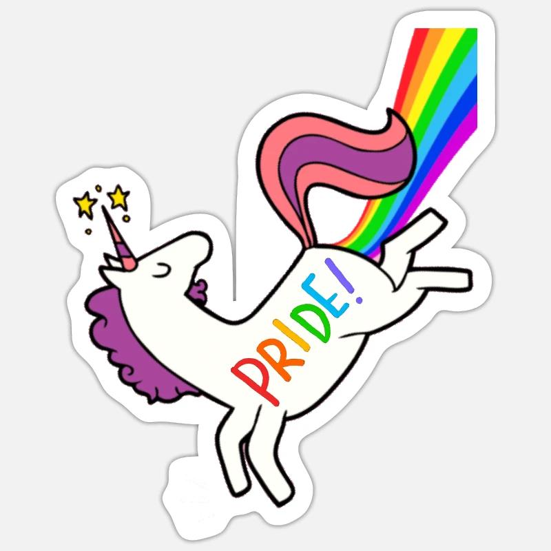 Pride-Einhorn - Sticker Größe S (10 x 10 cm) - Mattweiß