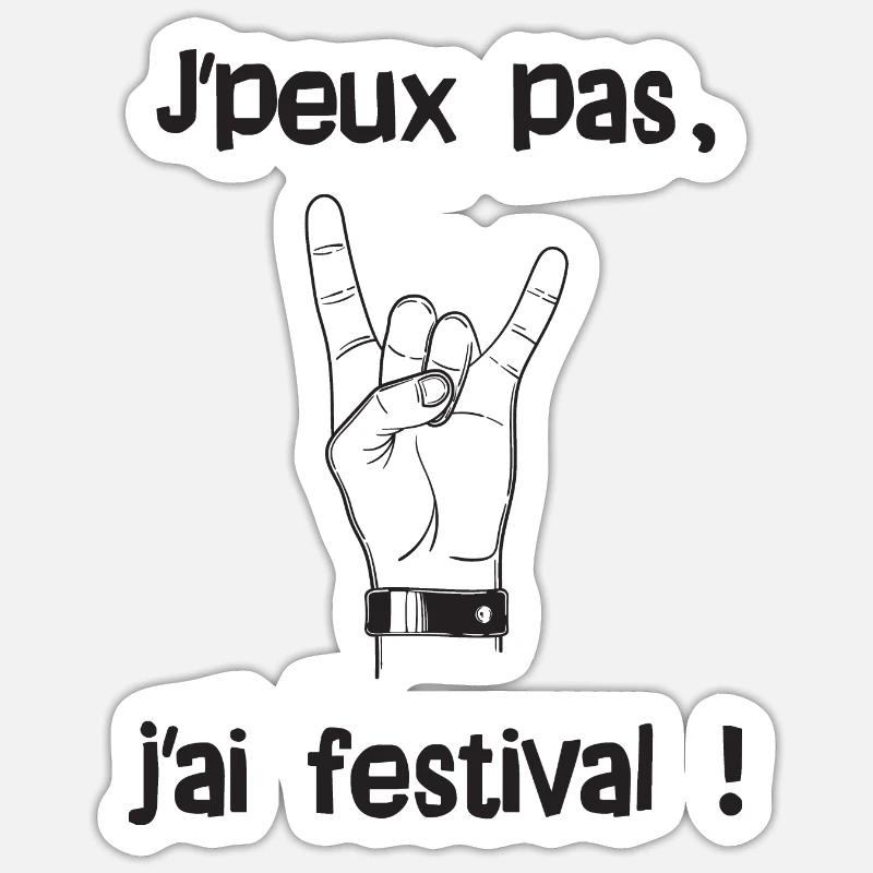 Festival addict ! (noir) - Sticker taille S (10 x 10 cm) - blanc mat
