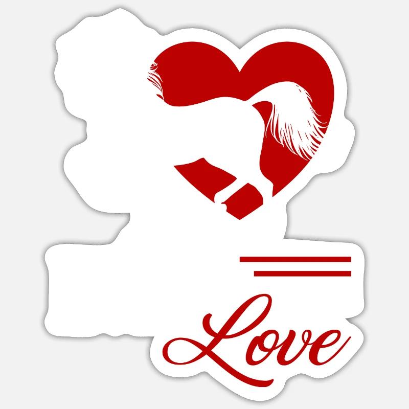 Amour du cheval - Sticker taille S (10 x 10 cm) - blanc mat