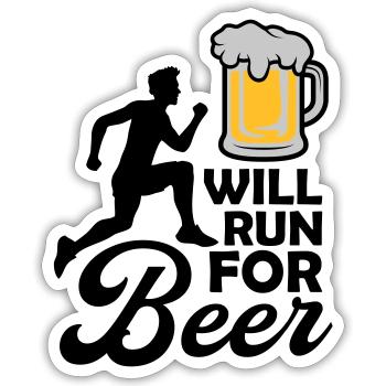 Will run Beer - Sticker size S (10 x 10 cm) - white matte - Front