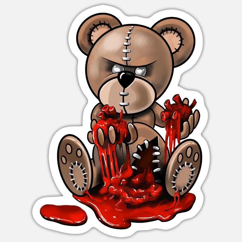Ours Vaudou - Sticker taille S (10 x 10 cm) - blanc mat