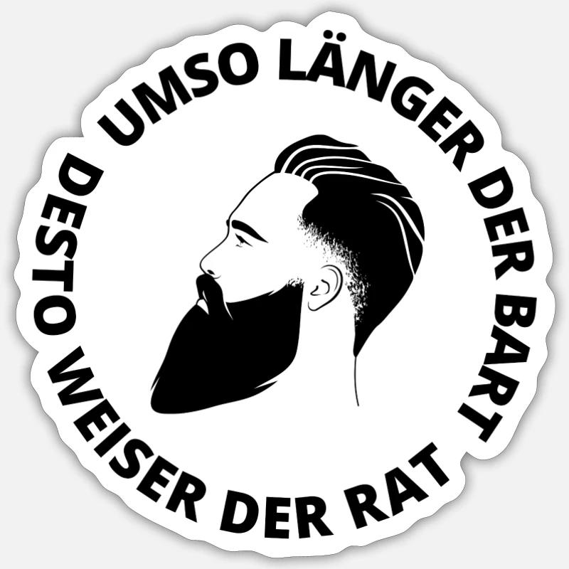 Umso länger der Bart - Sticker Größe S (10 x 10 cm) - Mattweiß