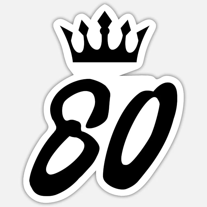 80 Number crown - Sticker size S (10 x 10 cm) - white matte