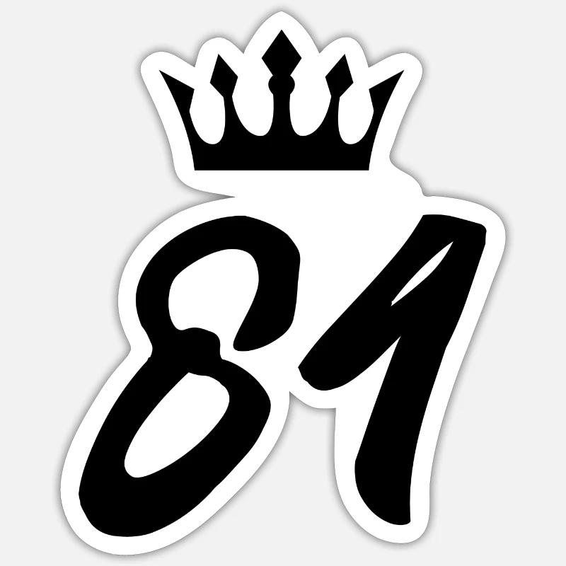 84 Couronne numérique - Sticker taille S (10 x 10 cm) - blanc mat