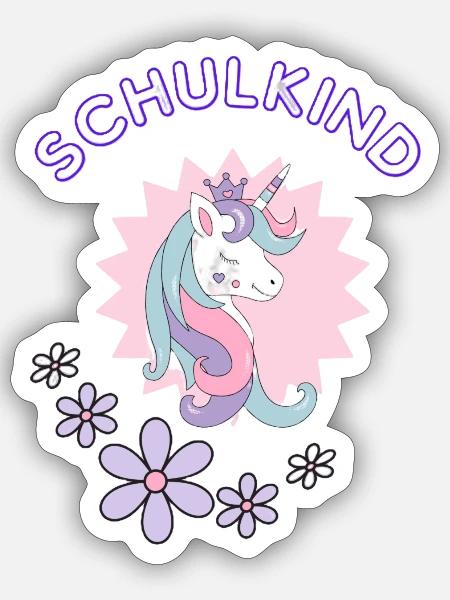 Einhorn Schulkind zur Einschulung - Sticker Größe S (10 x 10 cm) - Mattweiß