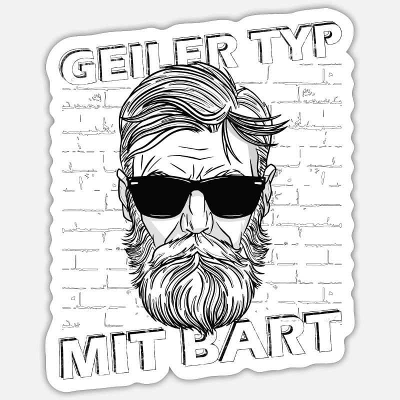 Geiler Typ mit Bart Hip Oberlippenbart Bärtig Sticker Größe S (10 x 10 cm)