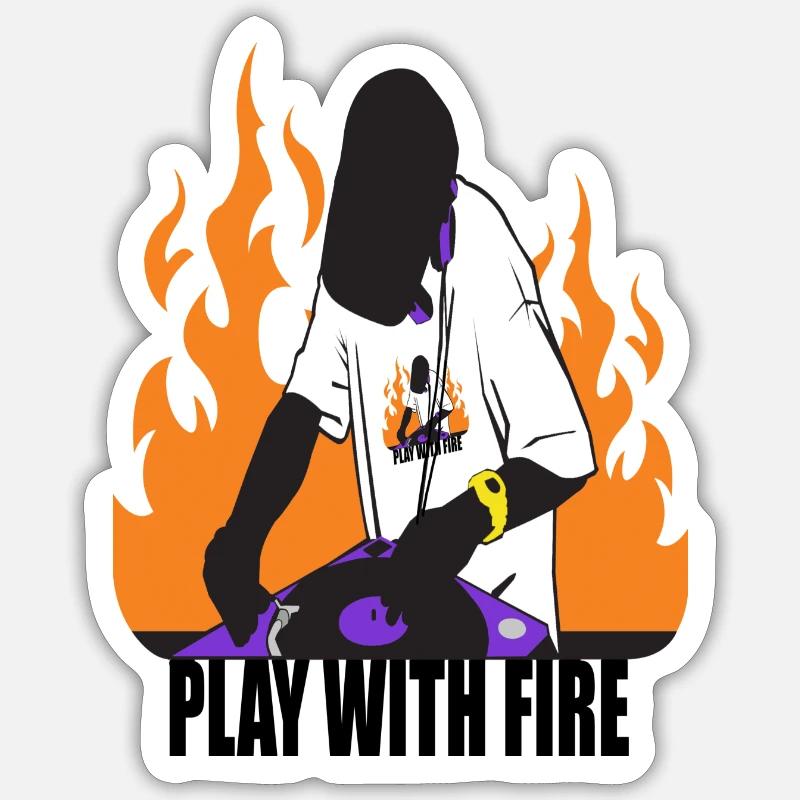 jouer avec le feu - Sticker taille S (10 x 10 cm) - blanc mat