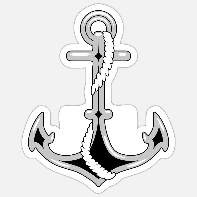 Stylized anchor - Sticker size S (10 x 10 cm) - white matte