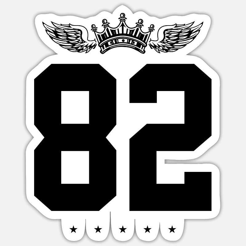 82 Zahl Krone - Sticker Größe S (10 x 10 cm) - Mattweiß