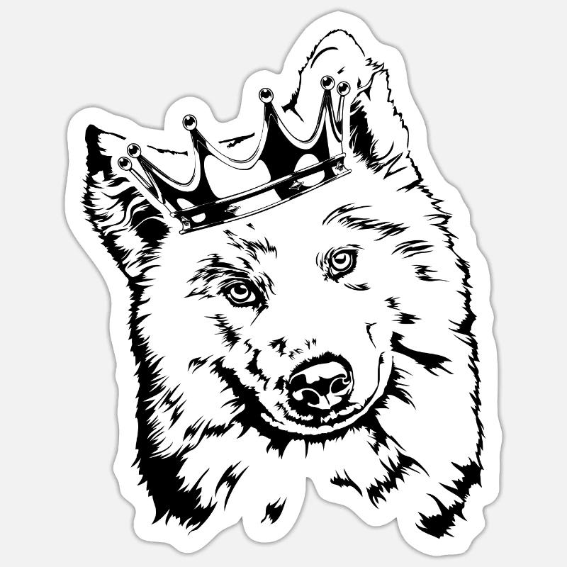 SAMOJEDE Krone Hunde Hund Wilsigns - Sticker Größe S (10 x 10 cm) - Mattweiß