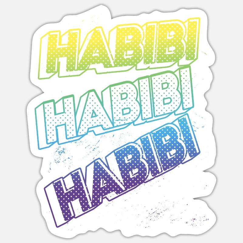 3D-Text Effect - Habibi - Sticker Größe S (10 x 10 cm) - Mattweiß