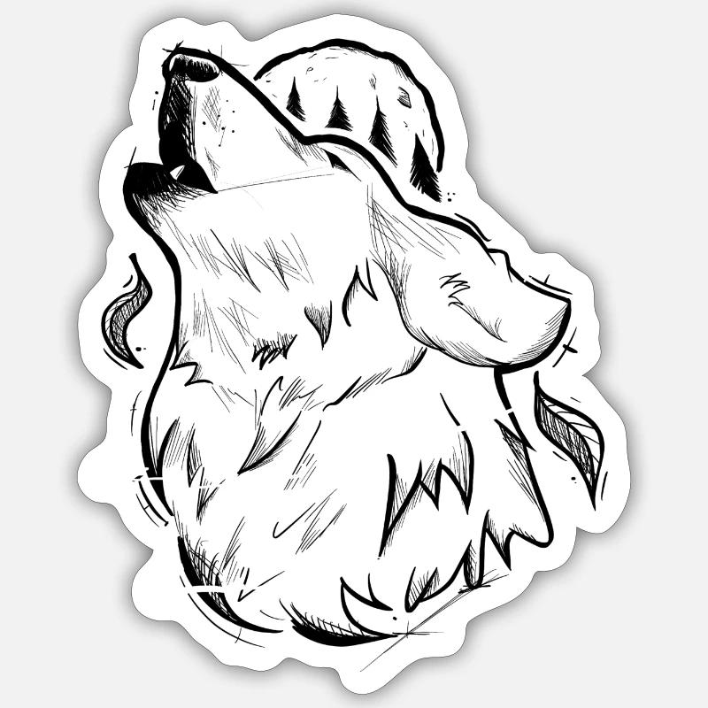 Howling Wolf - Sticker Größe S (10 x 10 cm) - Mattweiß
