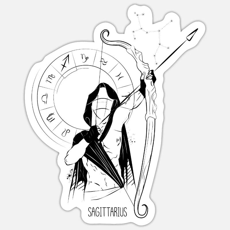 Sagittaire - Schütze - Sticker taille S (10 x 10 cm) - blanc mat