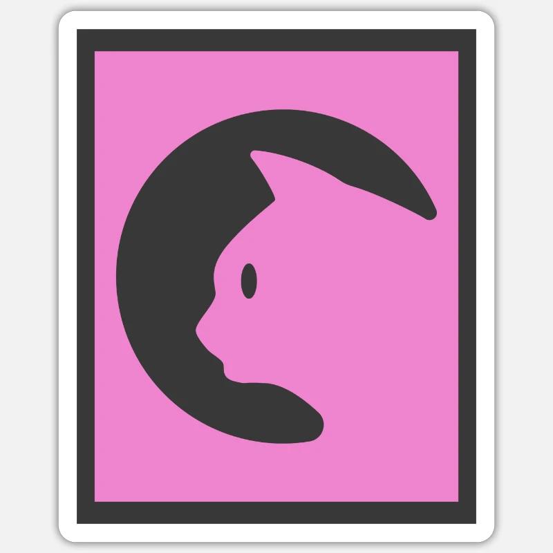 Chat rose - Sticker taille S (10 x 10 cm) - blanc mat