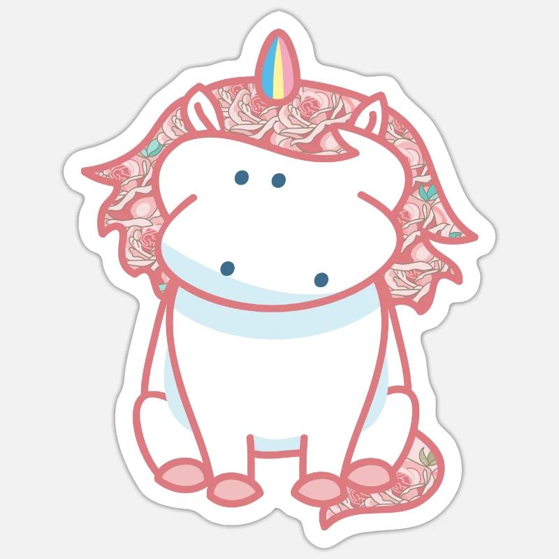 Licorne Rose (b) - Sticker taille S (10 x 10 cm) - blanc mat