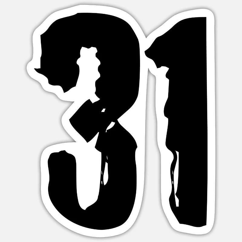 Maillot à 31 chiffres - Sticker taille S (10 x 10 cm) - blanc mat