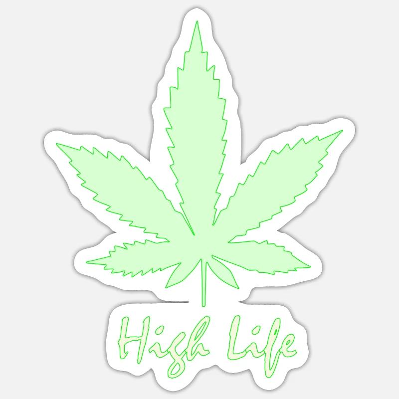 Highlife Hanf - Sticker Größe S (10 x 10 cm) - Mattweiß
