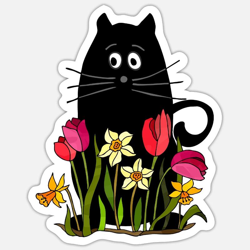 Chat - Sticker taille S (10 x 10 cm) - blanc mat