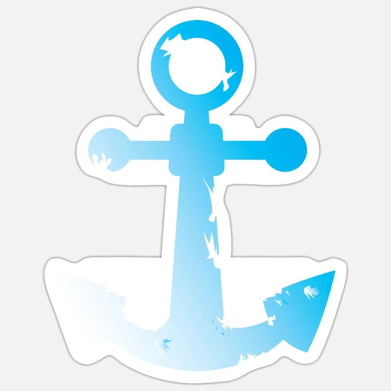Utilisé look symbole d’ancre mer eau mer graphique Sticker taille S (10 x 10 cm)