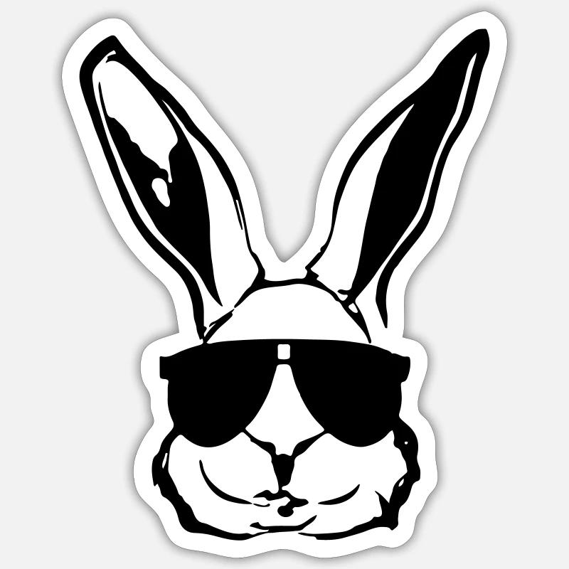 Rabbit with sunglasses Rabbit's head Gift idea Sticker size S (10 x 10 cm)