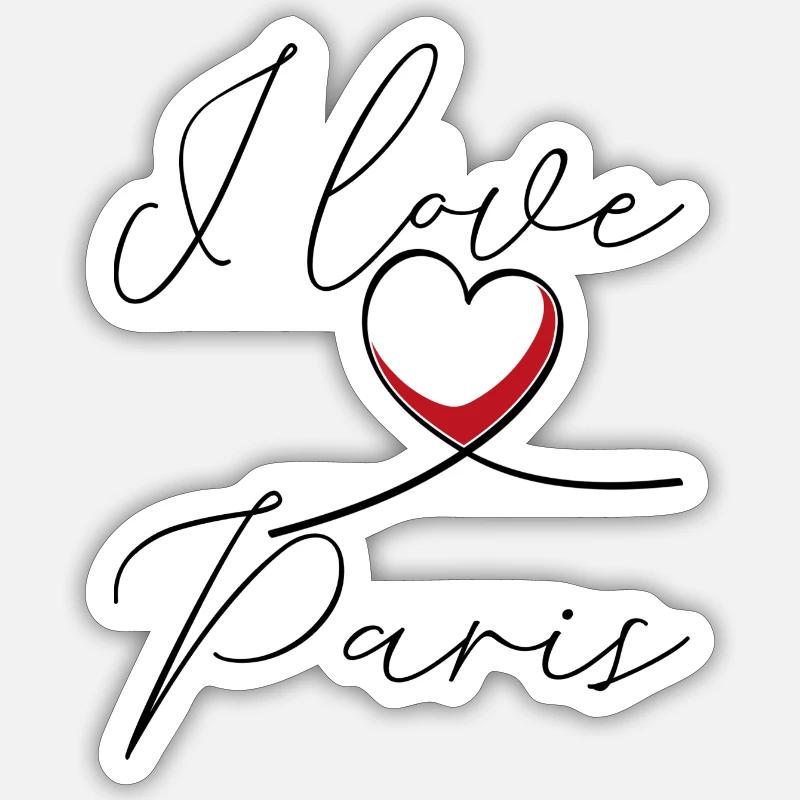love paris - Sticker taille S (10 x 10 cm) - blanc mat