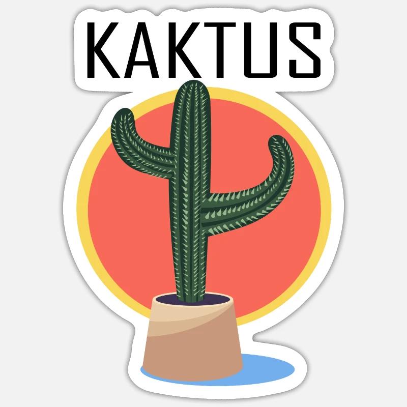 cactus soleil mexique - Sticker taille S (10 x 10 cm) - blanc mat