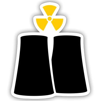Nuclear Plant (2c) - Sticker size S (10 x 10 cm) - white matte - Front